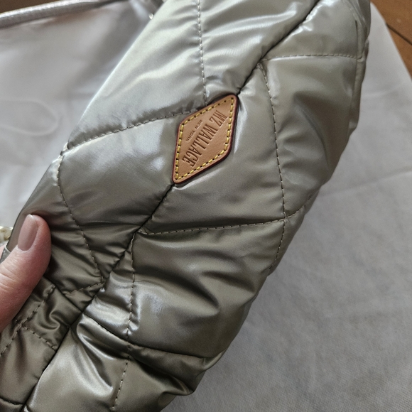 MZ Wallace Metallic Silver Quilted Shoulder Bag - Picture 5 of 12